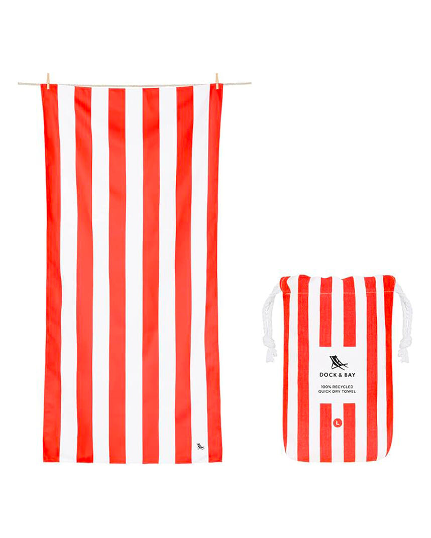 Classic White & Red Striped Beach Towel